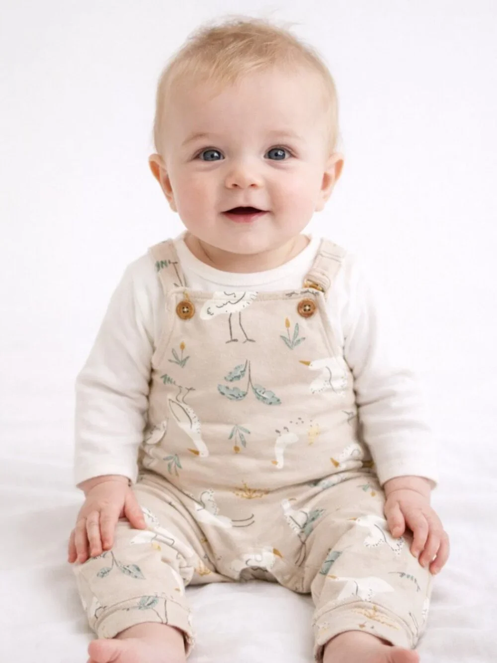 NWT Carter’s Baby Boy 2-Piece Outfit Set Bird Print Overalls & Long Sleeve Tee - Picture 2 of 6